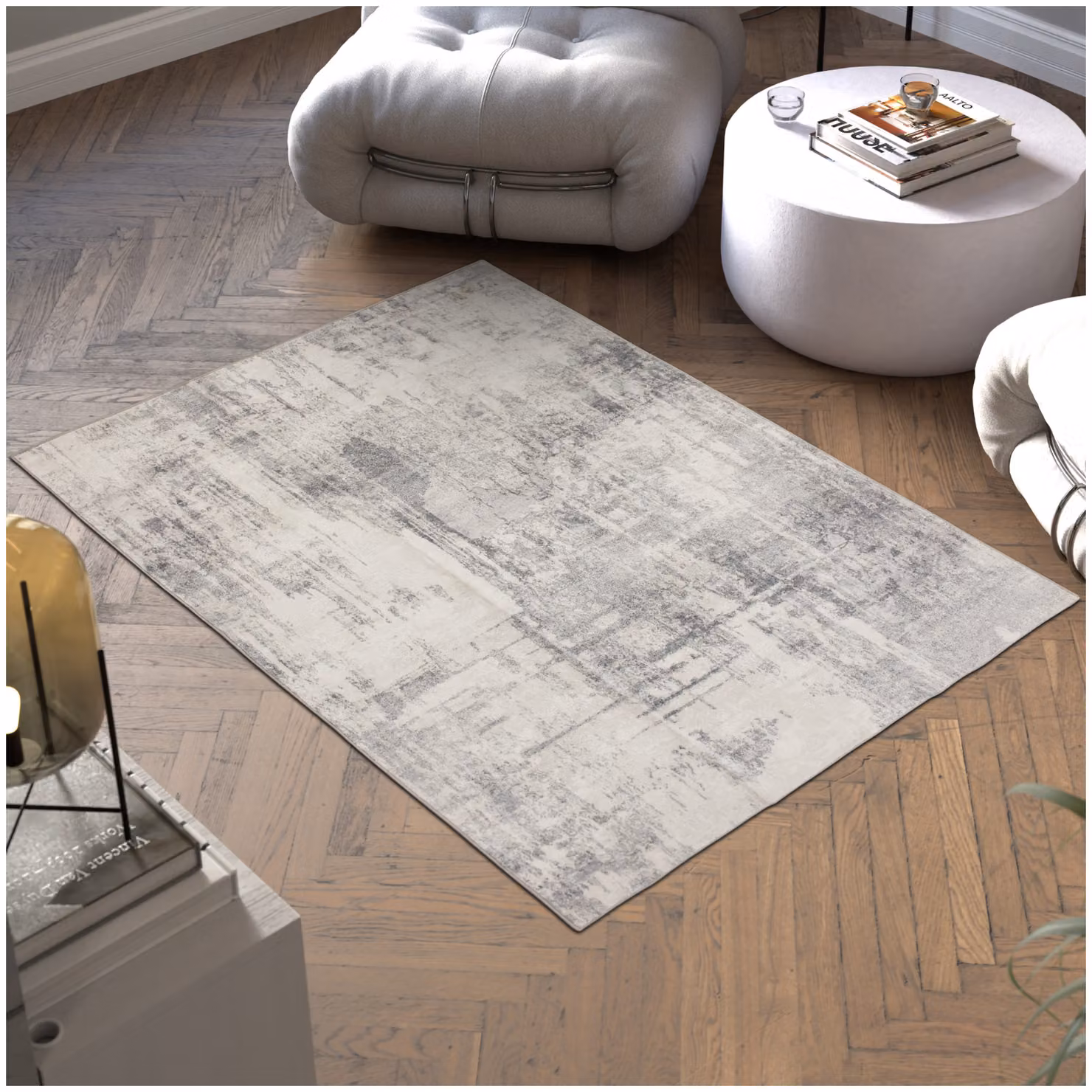 Tappeto design moderno abstract tectake, lavabile e antiscivolo, beige e grigio, L: 120 cm x P: 170 cm – 1
