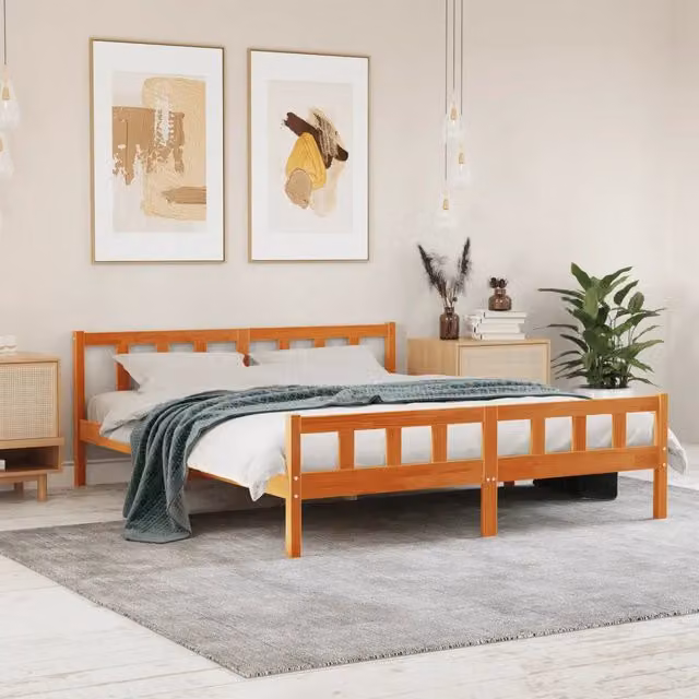 Letto in legno di pino Marrone Cera vidaXL L/P/H: 205.5 x 160 x 69.5 cm
