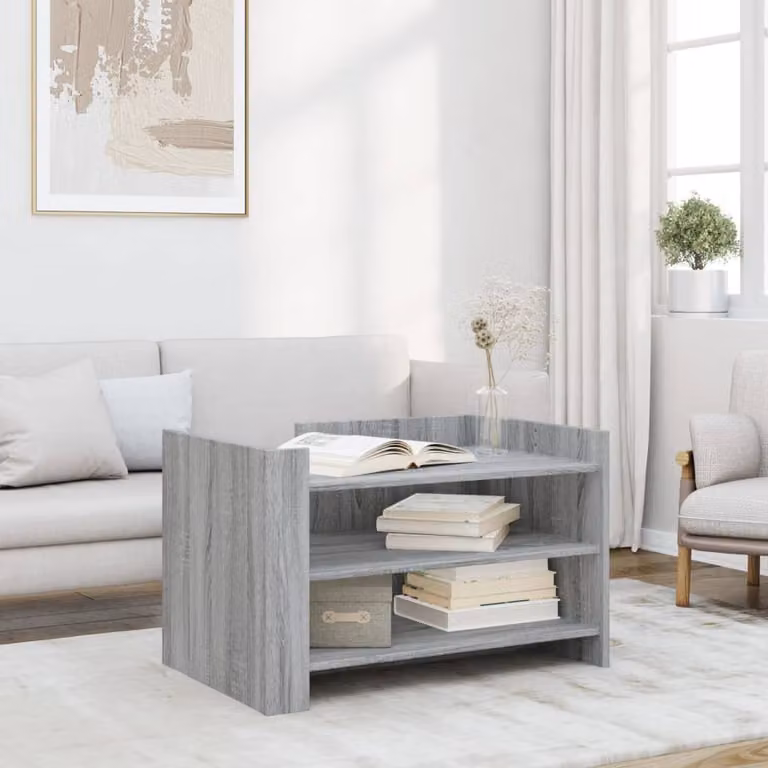 vidaXL Tavolino da salotto moderno in legno grigio L: 80 cm, P: 50 cm, H: 50 cm