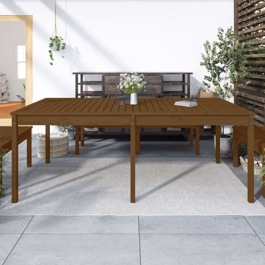 vidaXL Tavolo da Giardino Ambra in Legno di Pino Massello Marrone L: 203,5 cm, P: 100 cm, H: 76 cm – 1