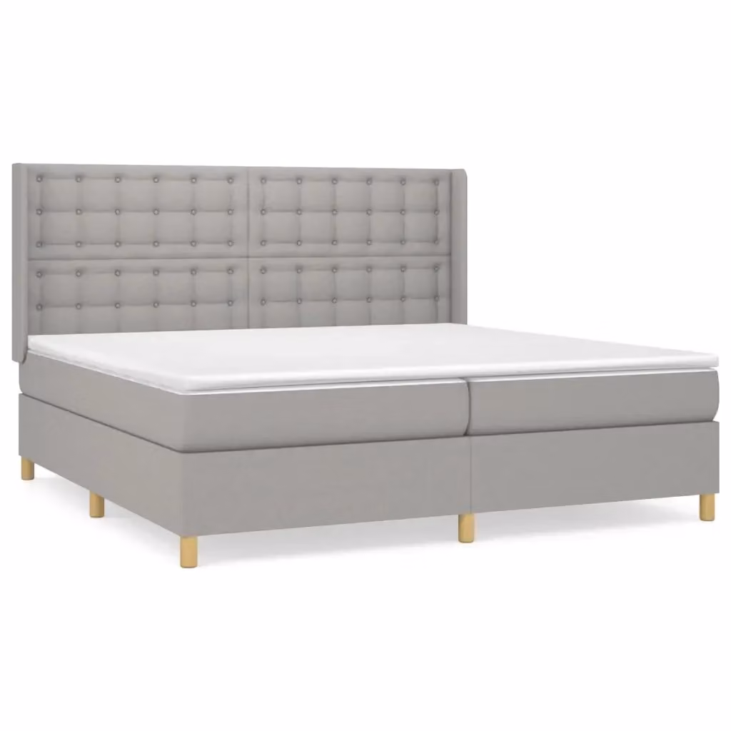 Letto Ibrido vidaXL con Giroletto a Molle e Materasso in Tessuto Grigio e Bianco L/P/H: 203 x 203 x 128 cm – 2