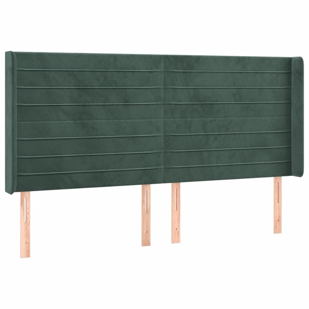 Testiera ad Orecchio Verde Scuro 183x16x118/128 cm in Velluto