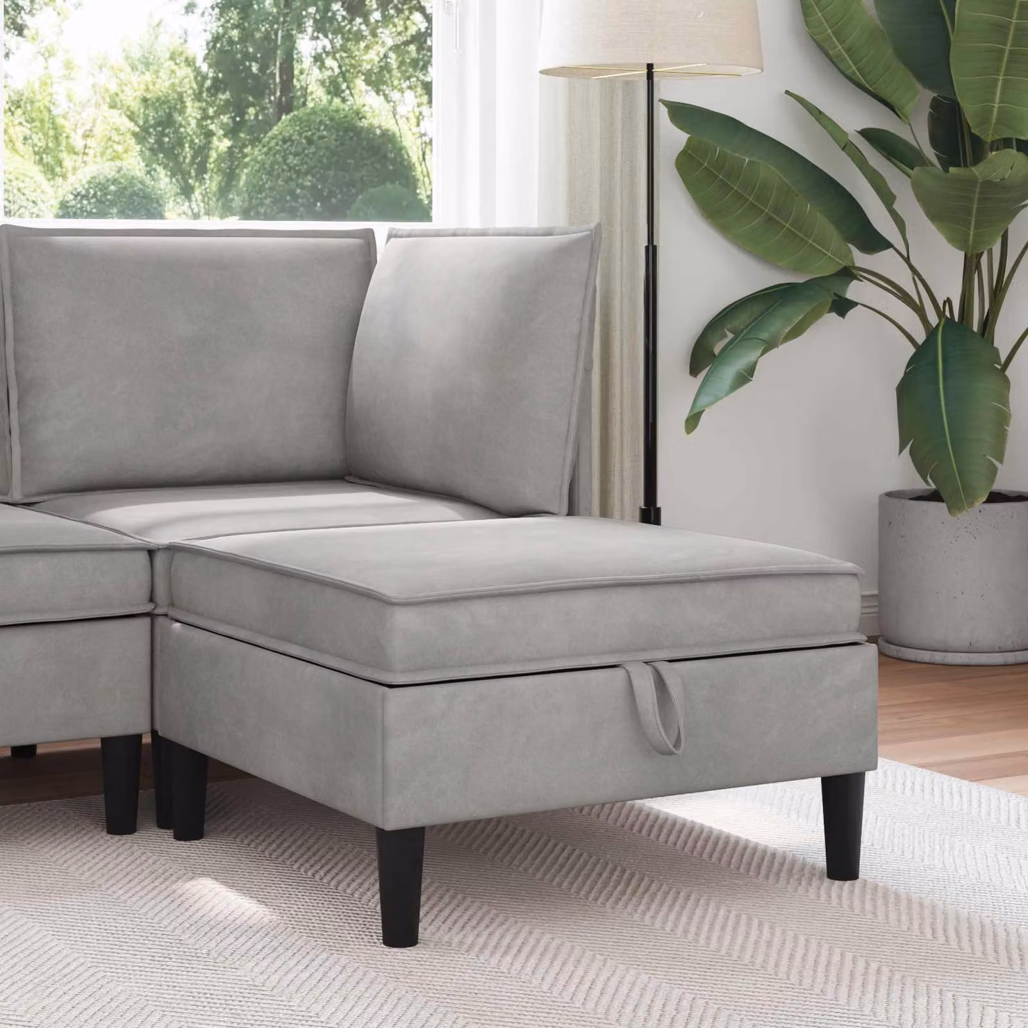 Pouf con contenitore vidaXL in velluto grigio chiaro con rivestimento rimovibile