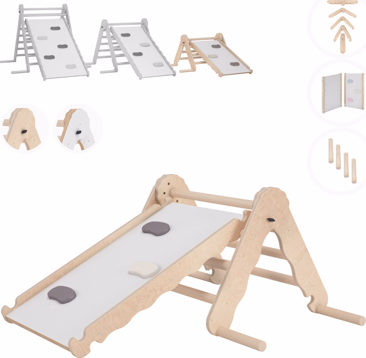Struttura di arrampicata per interni MAMOI®, triangolo di arrampicata con scivolo in legno, torre di arrampicata, torre di arrampicata con scivolo, arco di arrampicata, scivolo per bambini