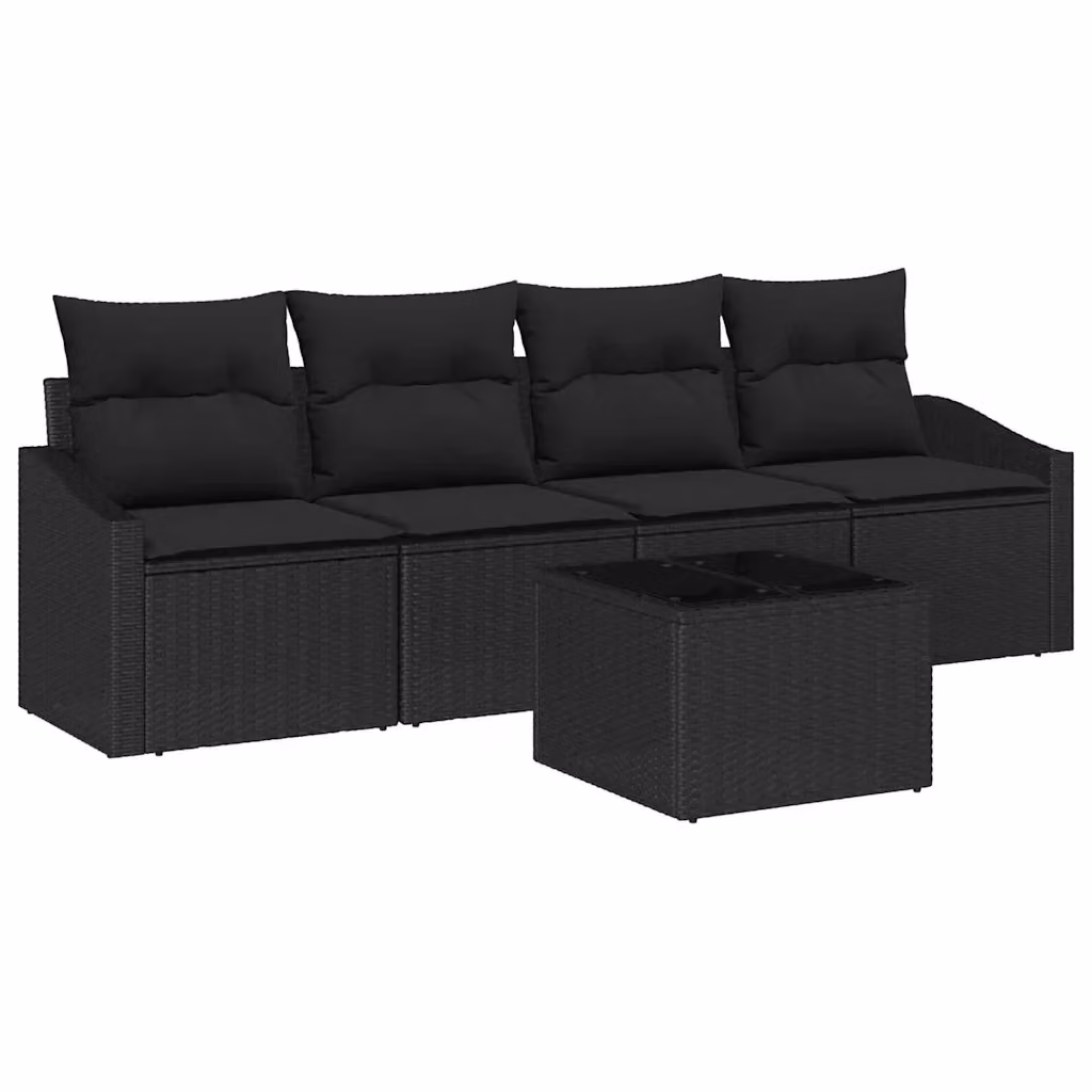 Set di divani da giardino vidaXL in polyrattan nero con cuscini inclusi – 2