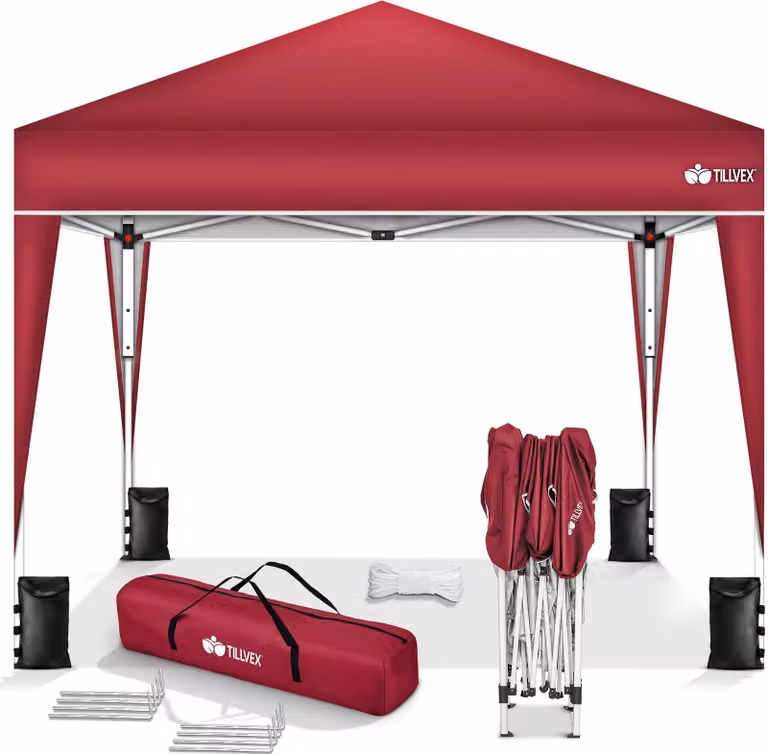 tillvex gazebo 3x3m impermeabile rosso | gazebo pop-up pieghevole regolabile in altezza | tenda da giardino protezione UV 50+ | tenda da festa con borsa per giardino