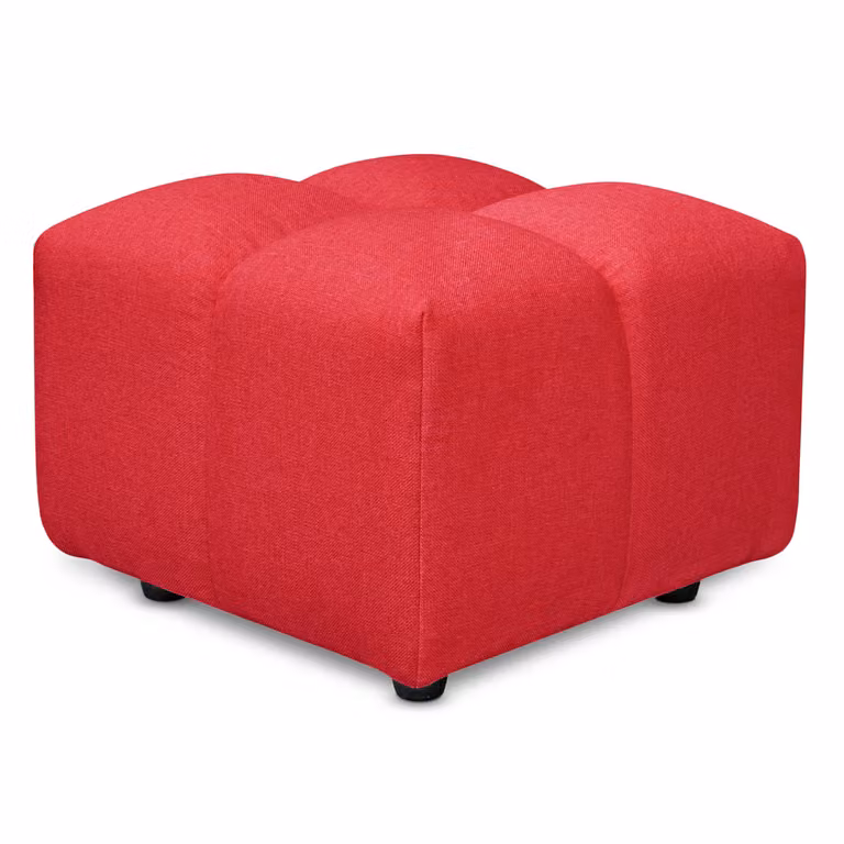 Pouf poggiapiedi con bombature morbide, Pouf Rubiq Rosso 60 x 150 cm