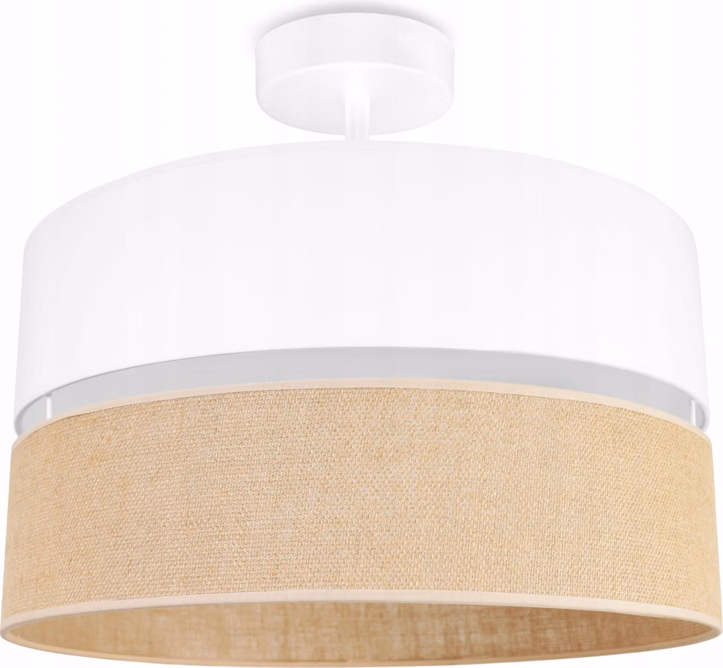 Light-Home Juta lampade da soffitto - Metallo e tessuto - Lampade da parete 1 lampadina 40 cm - Base bianca e juta e bianco