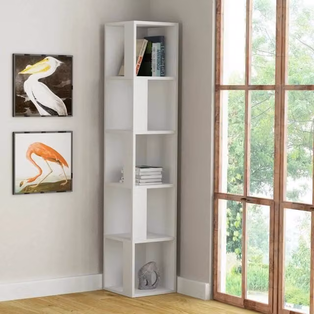 Libreria DMORA Herman con 4 ripiani, Bianco, L: 34 cm, P: 34 cm, H: 161 cm
