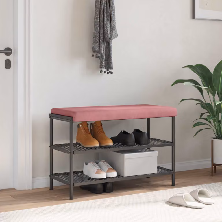 Cuscino per panchina vidaXL in velluto rosa con imbottitura in schiuma, L 80 cm x P 80 cm x H 3,5 cm