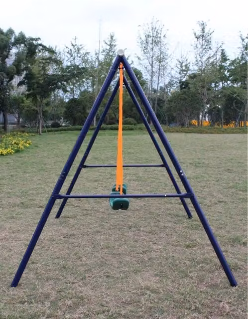 Altalena doppia ULEVR per bambini 3-8 anni, 259x188x180 cm, struttura in acciaio blu e verde