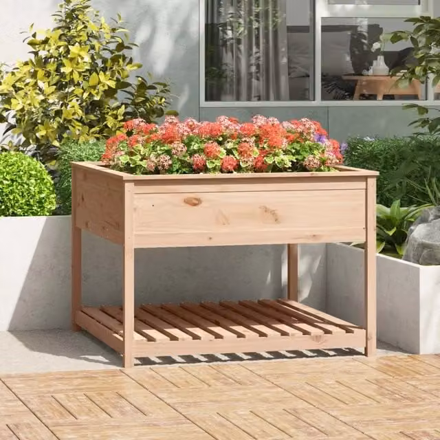 Fioriera con mensola in legno massello di pino stile rustico vidaXL L/P/H: 111,5 x 111,5 x 81 cm