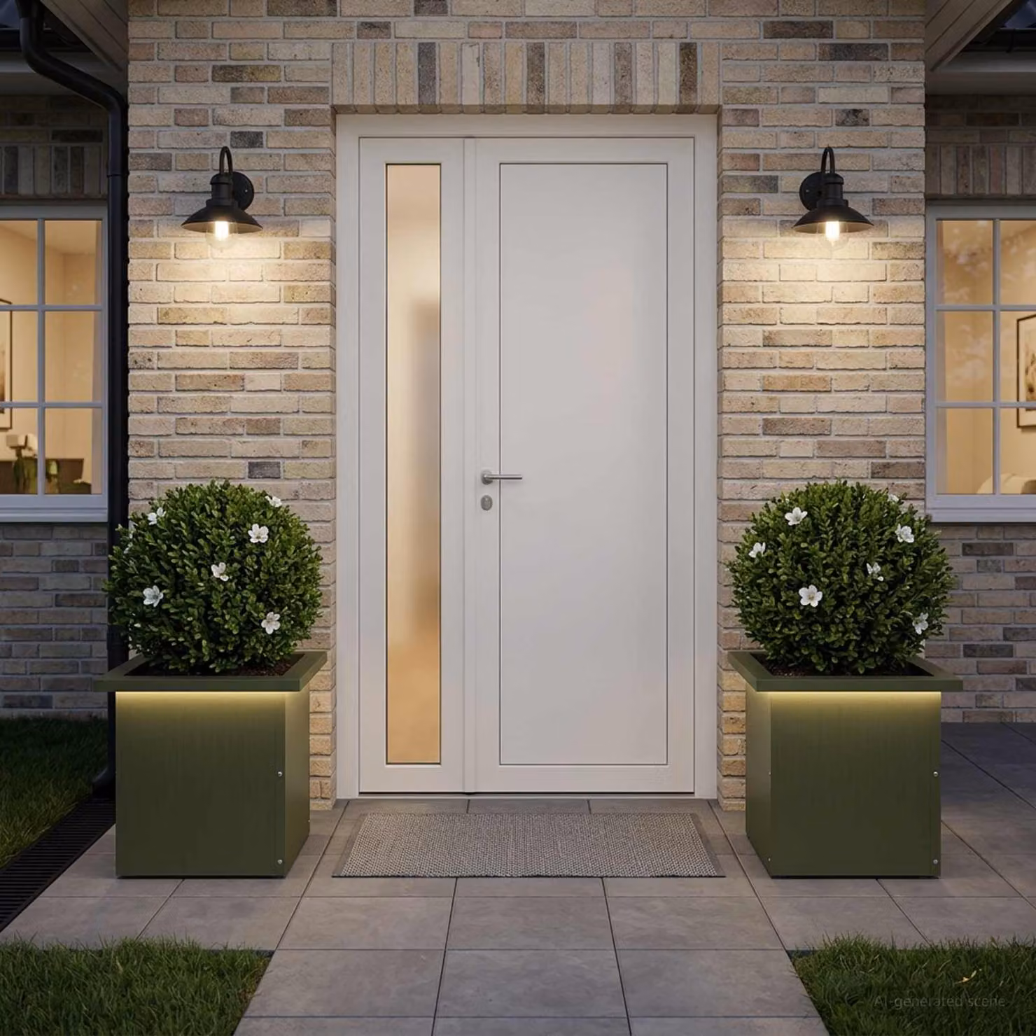 Set di 2 fioriere da giardino con LED vidaXL in acciaio, colore verde, L/P/H: 30 x 30 x 30 cm