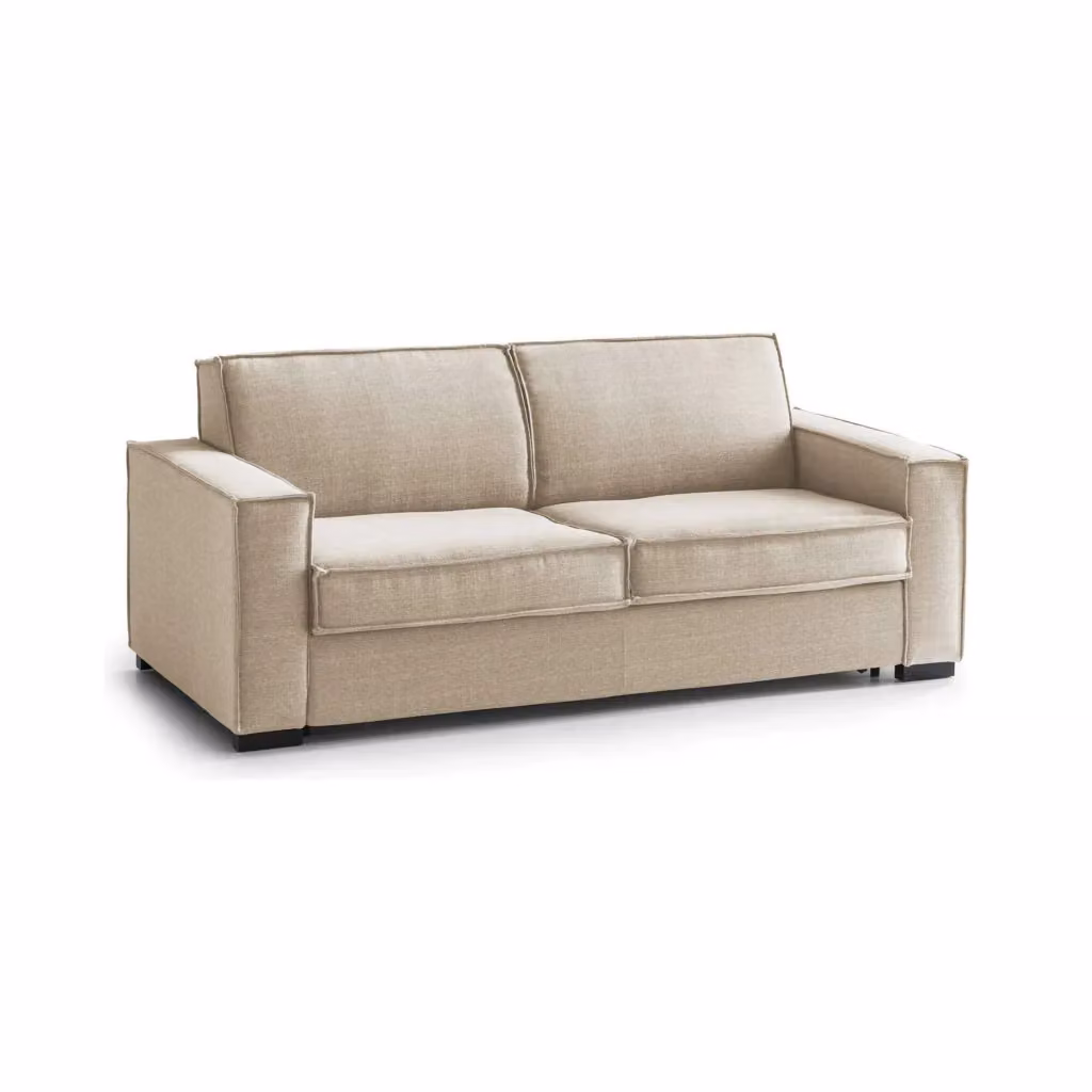Divano a 3 posti Abernathy TALAMO ITALIA, Sofà moderno in tessuto beige per soggiorno, L: 200 cm, P: 95 cm, H: 90 cm – 2