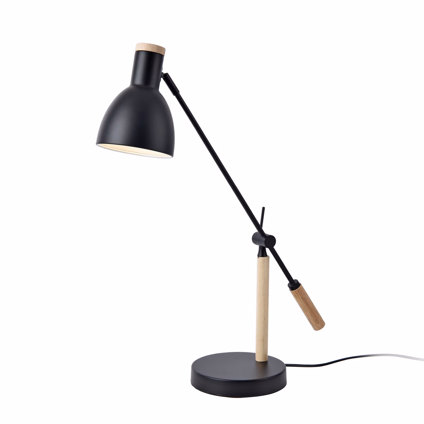 Lampada da tavolo "Watford" 1 x E27 Metallo Legno Nero / Colori legno