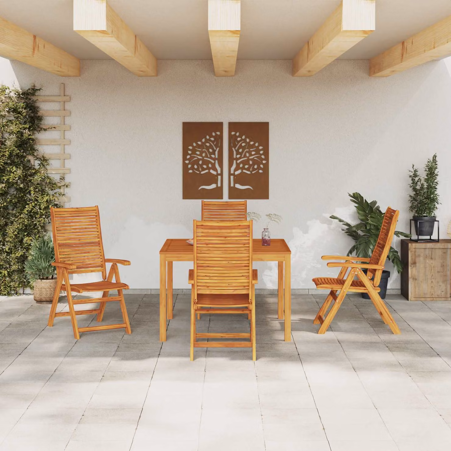 Set da pranzo per giardino e terrazzo vidaXL in legno di acacia oliato marrone, 5 pezzi