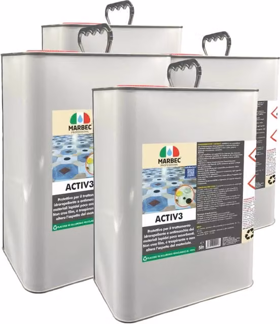 Protettivo per pietra naturale Marbec ACTIV 3 trasparente, confezione da 4 x 5 l