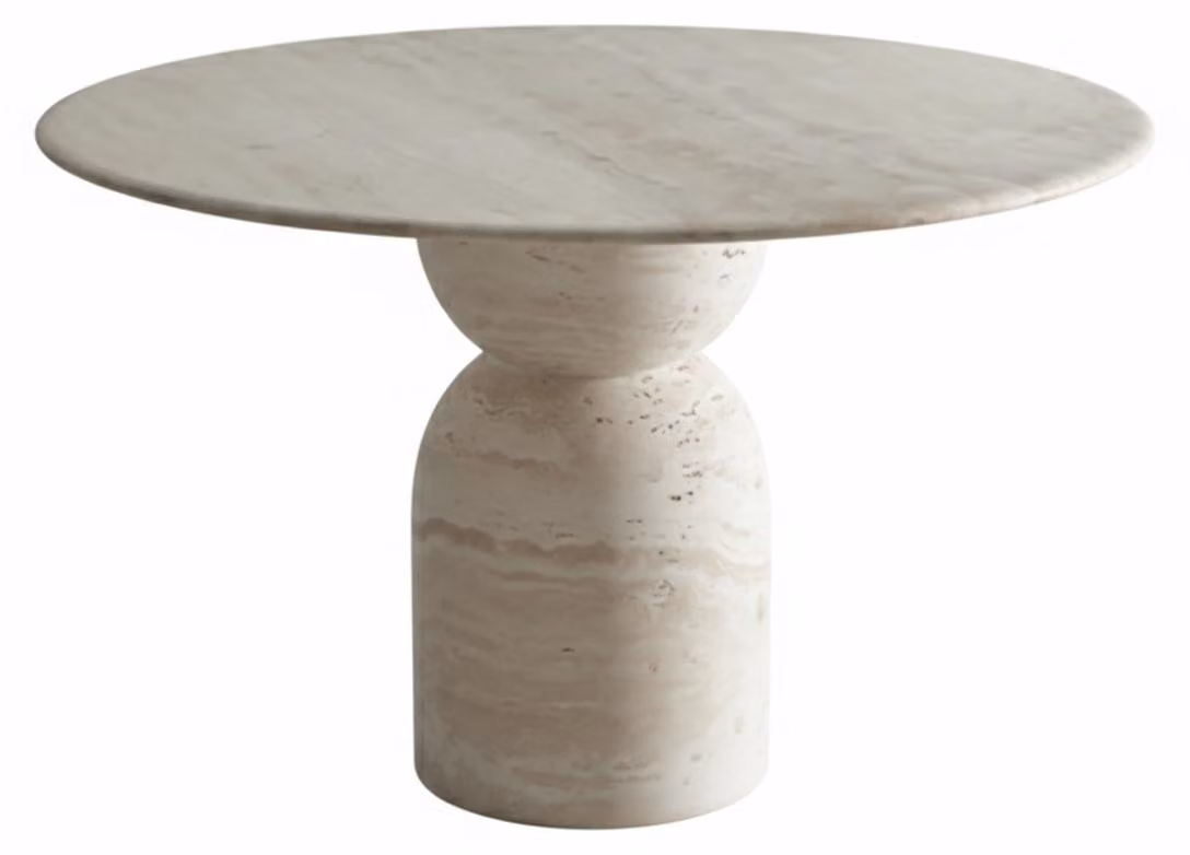 Tavolo rotondo beige moderno, tavoli da pranzo esclusivi, tavoli di design