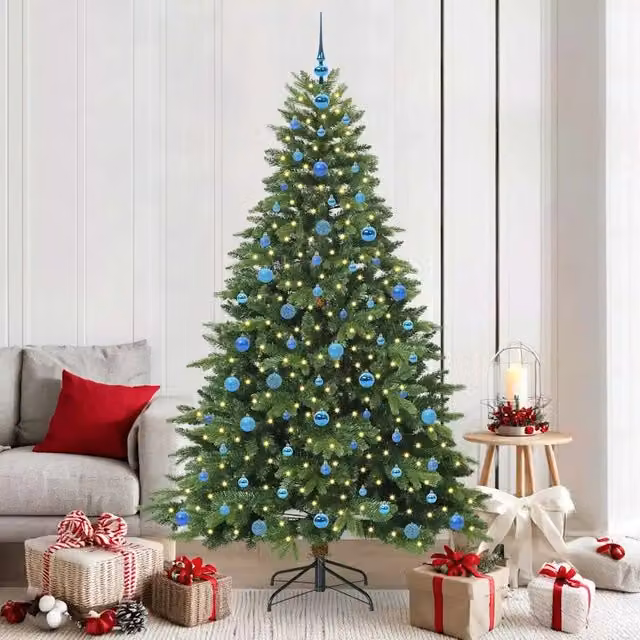 Albero di Natale artificiale moderno vidaXL verde con 300 LED luce bianca calda in PE e PVC, Altezza: 210 cm