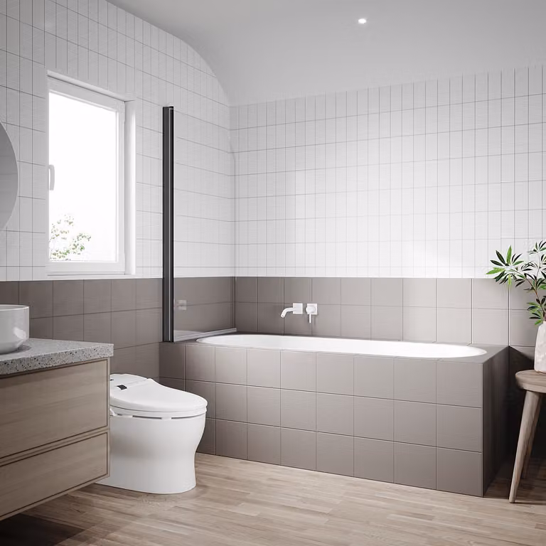 SONNI attacco per vasca 80x140cm, cabina doccia incernierata nera, vetro nano 6mm ESG per vasche da bagno