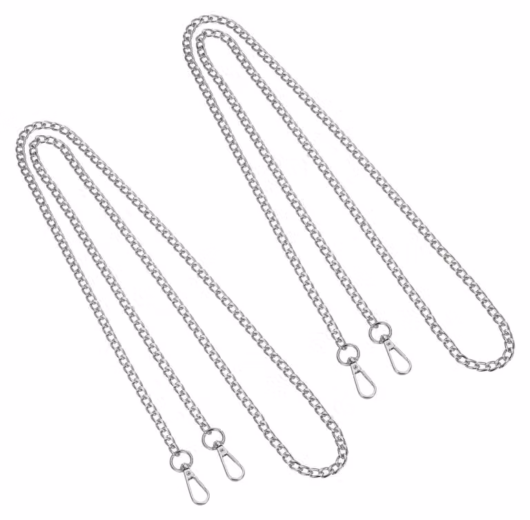 Set di 2 catene per portafoglio, lunghezza 150 cm, lega metallica, colore argento