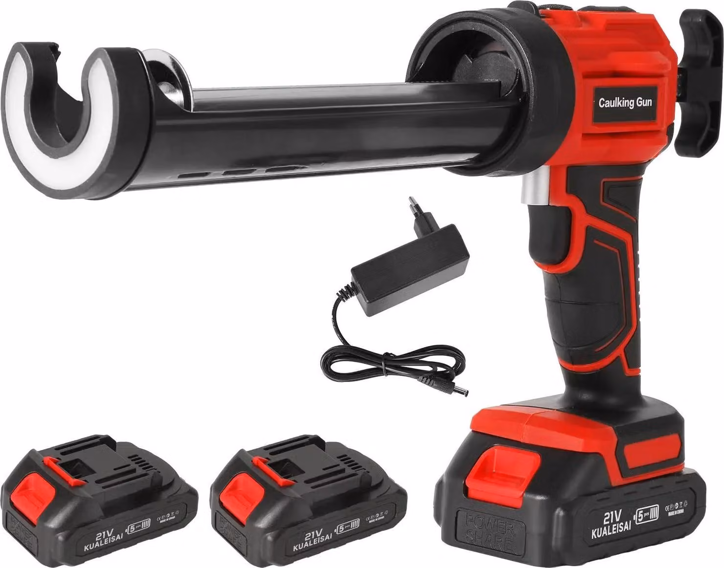 Pistola a cartuccia a batteria da 21 V - Pistola elettrica per silicone - Velocità regolabile in continuo - Ricaricabile - 2 batterie - Per l'edilizia e la ristrutturazione