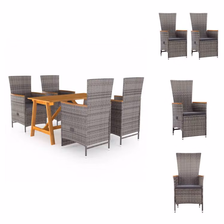 vidaXL Set da pranzo da giardino 5 pezzi grigio - Set di mobili da giardino