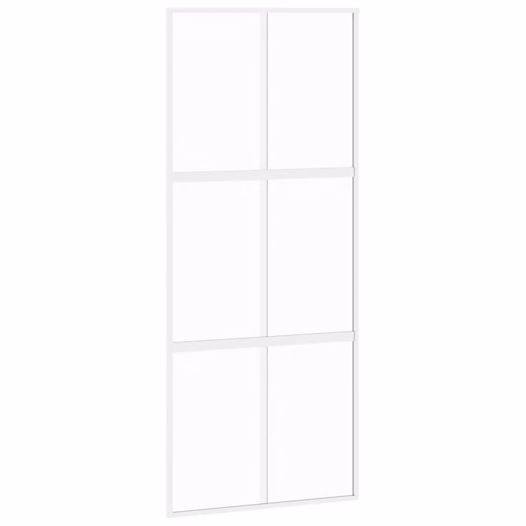 Porta Scorrevole Bianca 90x205 cm Vetro Temperato e Alluminio