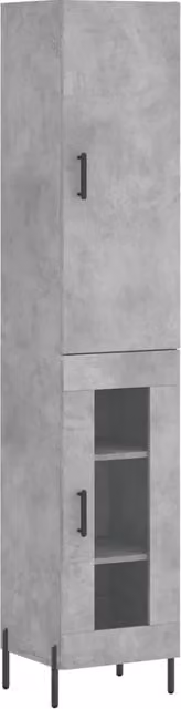 Buffet credenza cassettiera mobiletto mobile contenitore organizer cucina soggiorno salotto alto 34,5 x 34 x 180 cm legno ingegnerizzato grigio 02_0034272