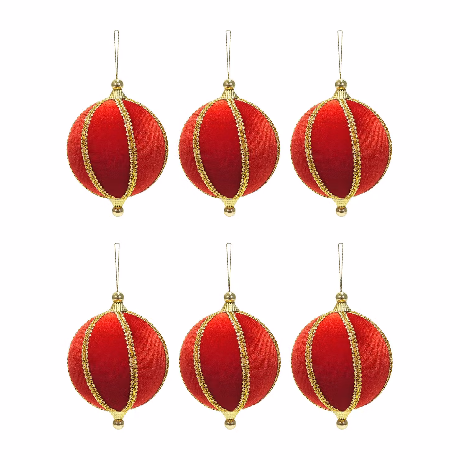 Vestiamo Casa Gran Natale - Set di 6 palline di Natale rosse con finiture oro, infrangibili, diametro: 8 cm – 1