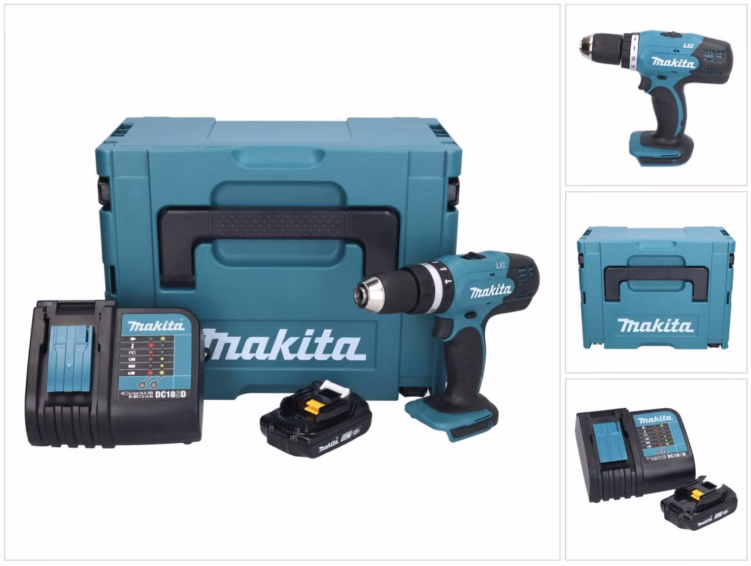 Makita DHP 453 SY1J trapano a percussione a batteria 18 V 42 Nm + 1x batteria 1,5 Ah + caricatore + Makpac