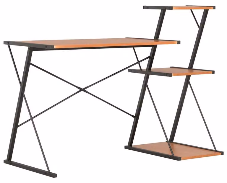 Scrivania con piano in legno e struttura in metallo, dimensioni 116 x 50 x 93 cm