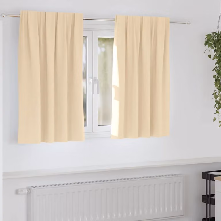 Set di 2 tende blackout vidaXL con anelli in poliestere, colore beige, L 140 cm x H 140 cm