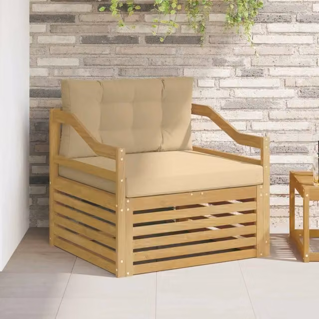 Divano da esterno-Divano da Giardino Bianco e Beige 431313
