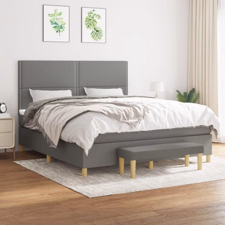 Maison Exclusive - Giroletto a Molle con Materasso Grigio Scuro 180x200 cm Tessuto