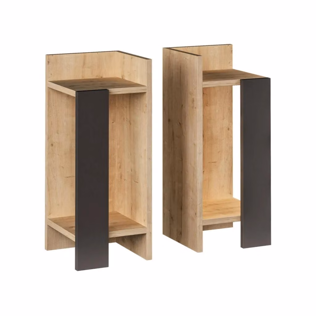 Comodino Lepre DMORA in Quercia e Antracite, L: 25 cm, P: 27 cm, H: 60 cm – 2