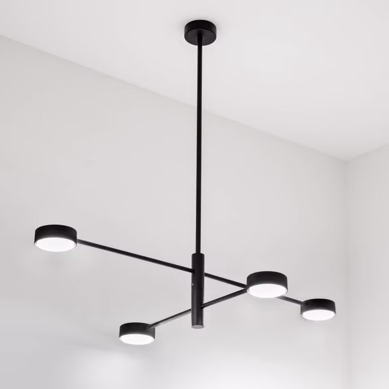 LUMILED Lampada a sospensione nera moderna Lampadario a 4 fiamme GX53 Presa di corrente LED Lampada da sala da pranzo Lampada da soffitto Lampada a sospensione in alluminio per soggiorno cucina tavola da pranzo 230V
