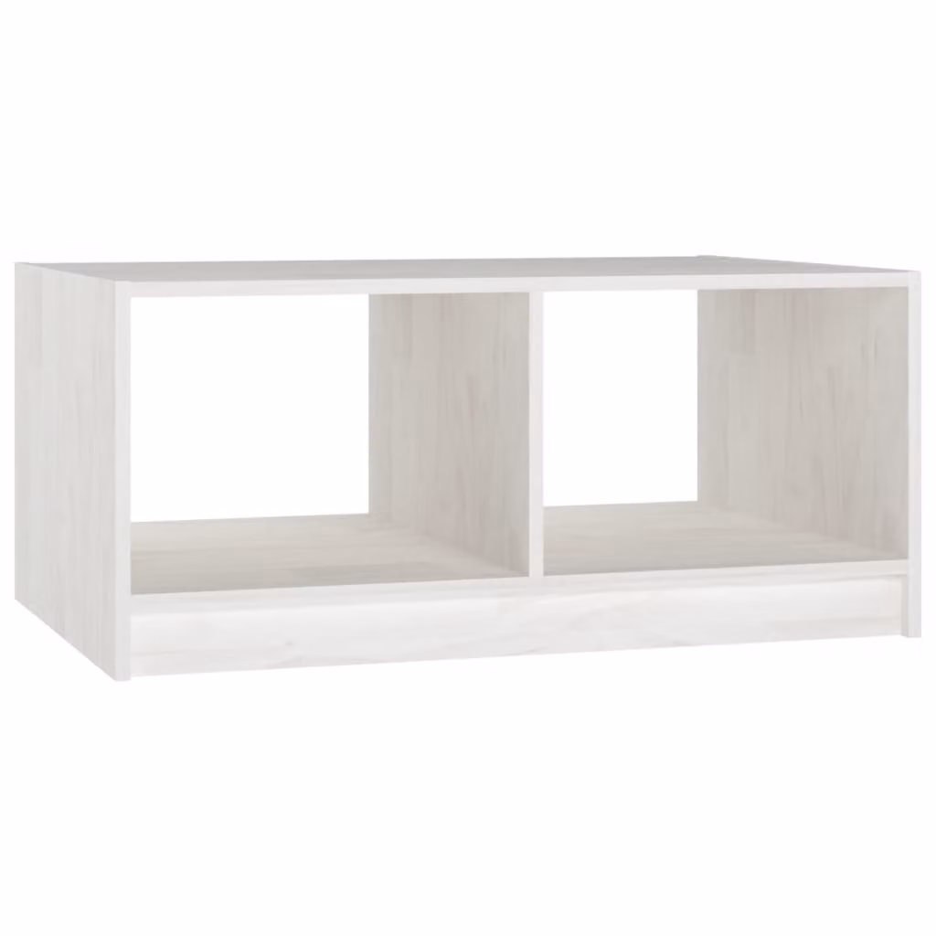 Tavolino da Salotto Bianco 75x50x33,5 cm Legno Massello di Pino