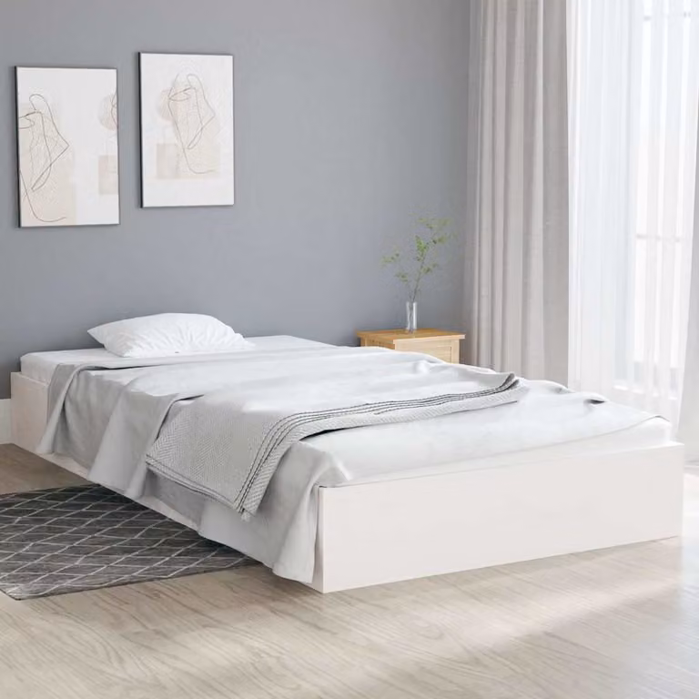 vidaXL Giroletto in legno massello di pino bianco con doghe fisse L/P: 200 x 90 cm
