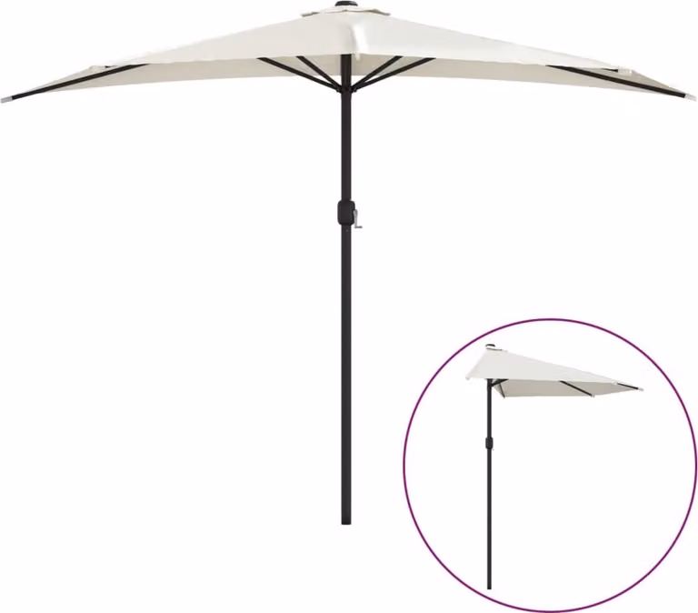 Ombrellone da Balcone Palo in Alluminio Sabbia 300x155cm a Metà