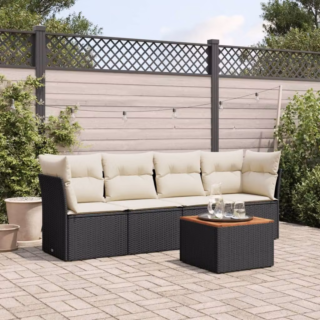 Maison Exclusive - Set Divani da Giardino 5 pz con Cuscini in Polyrattan Nero