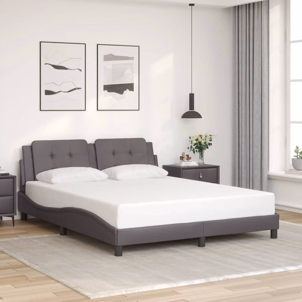 vidaXL Giroletto Zadar senza materasso in similpelle grigio L/P/H: 160 x 200 x 74,5 cm – 1