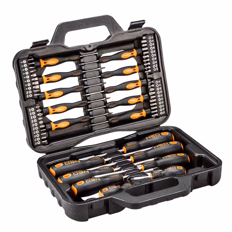 NEO TOOLS Set di cacciaviti e punte per cacciavite, 58 pezzi.