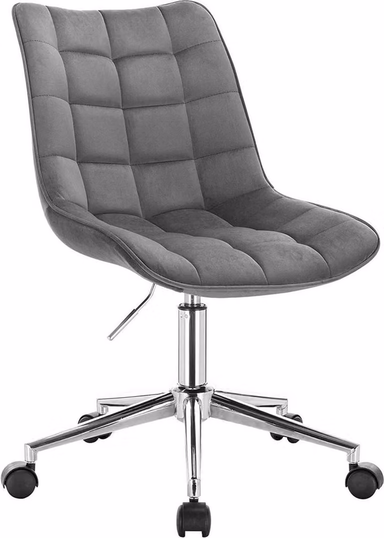 Sedia da ufficio ergonomica in velluto - Su rotelle - Sedia da ufficio per adulti - Grigio scuro - Regolabile in altezza
