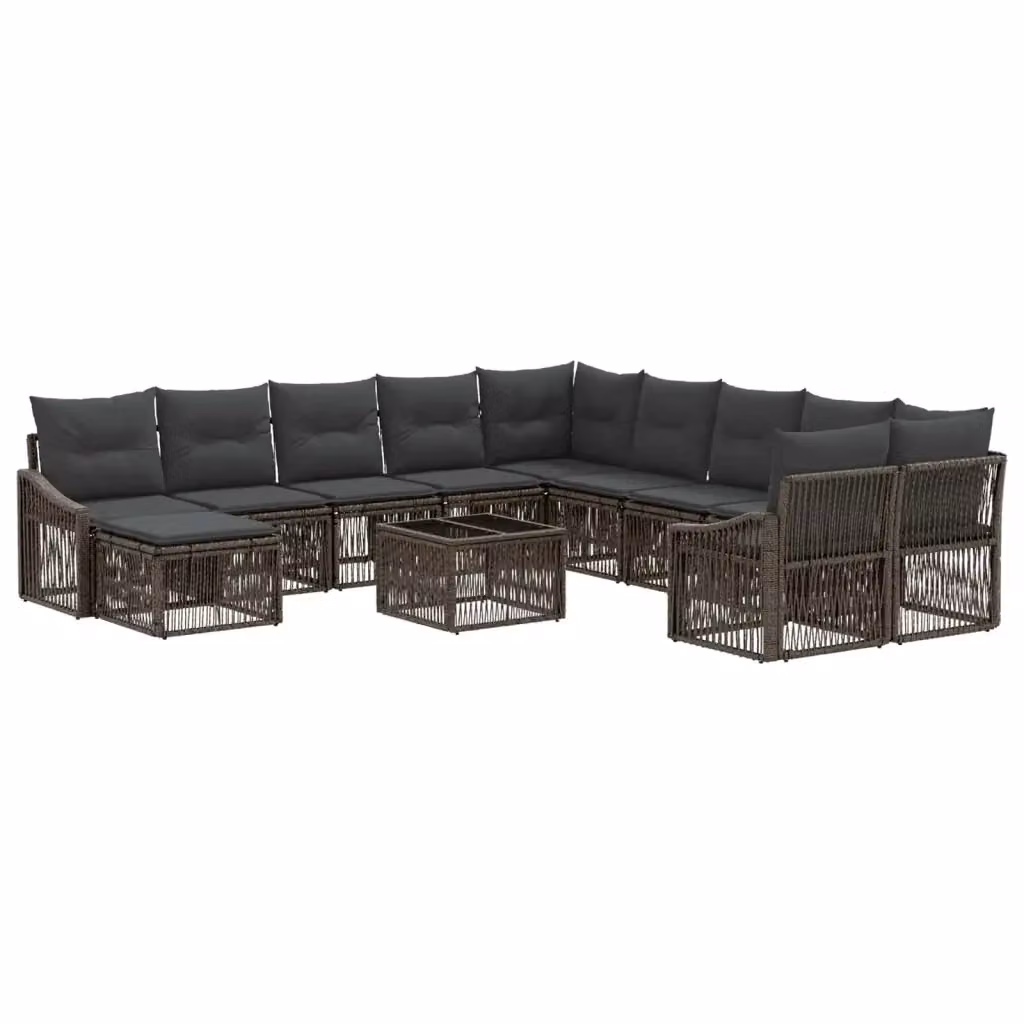 Set Divano da Giardino 12 Pezzi vidaXL Grigio con Cuscini e Tavolino in Polyrattan e Metallo – 2
