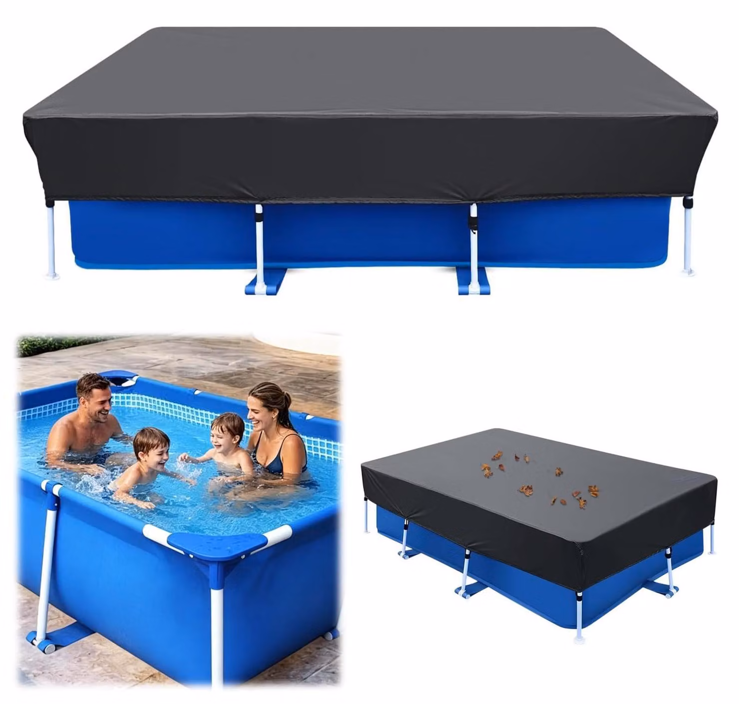 Telo di copertura rettangolare per piscina con protezione UV, dimensioni 300 x 205 cm