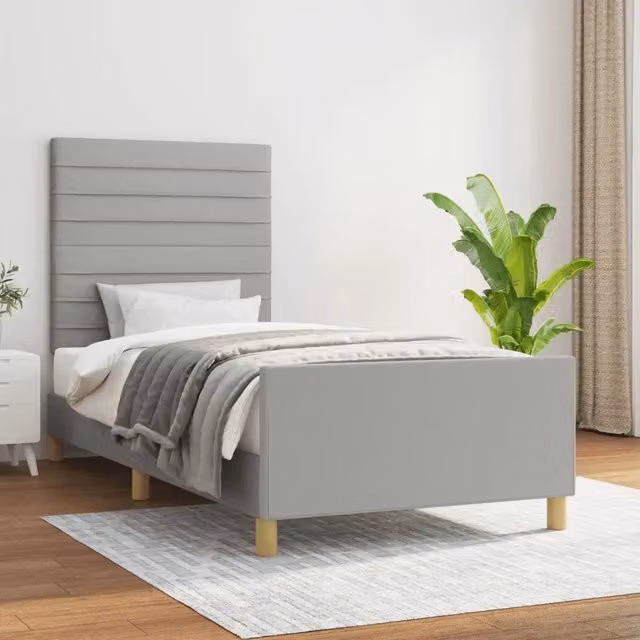 Giroletto vidaXL senza materasso in tessuto grigio chiaro L/P: 100 x 200 cm