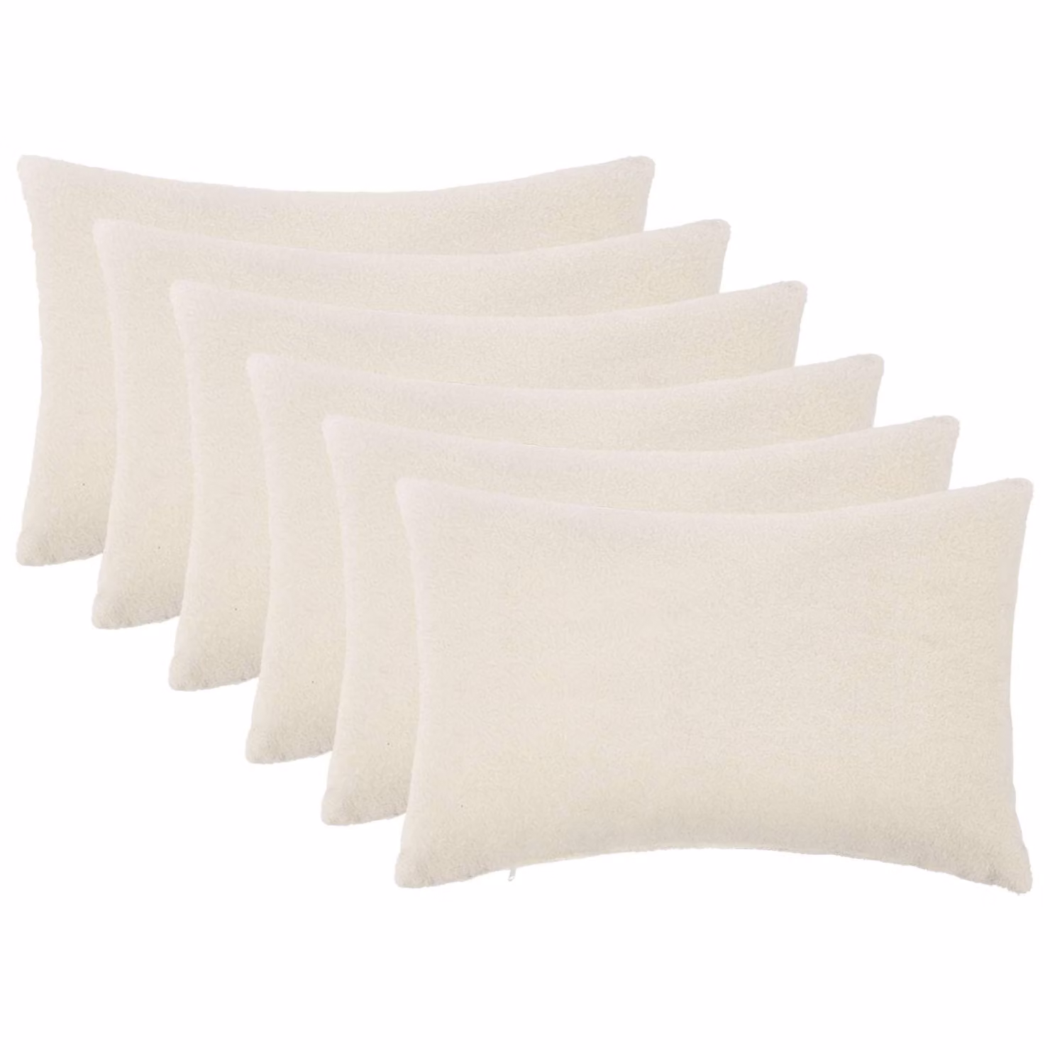 Set di 6 federe vidaXL HEERLEN in bouclé color crema, L: 60 cm x P: 40 cm