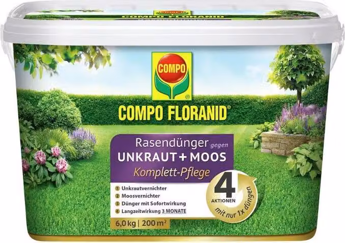 COMPO Floranid® Concime per prati contro le erbacce Muschio Cura completa 6 kg