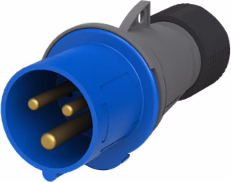 Connettore Amphenol 16 Ampere CEE a 3 poli (2P+PE) maschio, codifica 6h blu 200/250V frequenza 50 e 60Hz - 1 pezzo